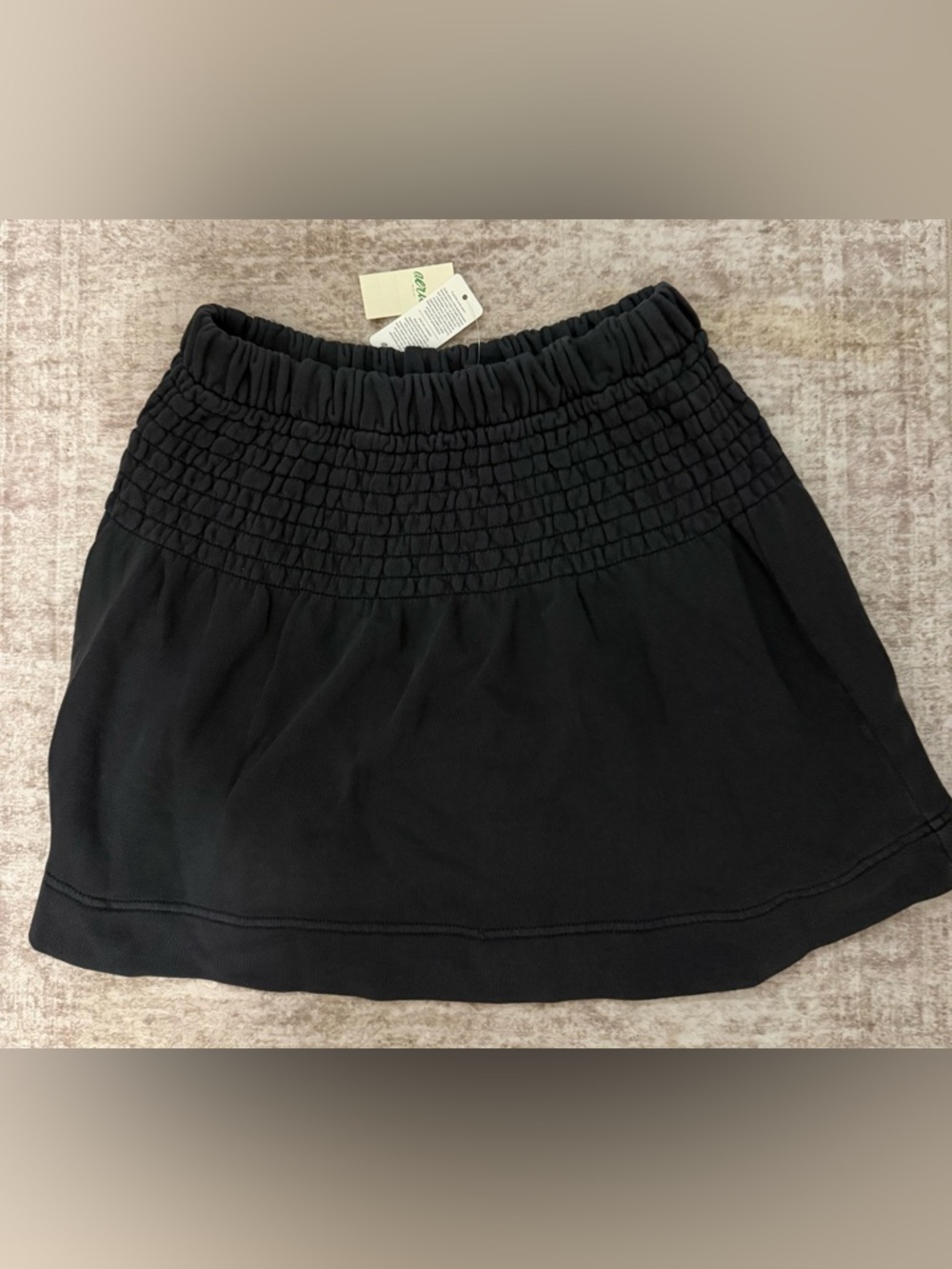 aerie Black Smocked-Waist Mini Skirt